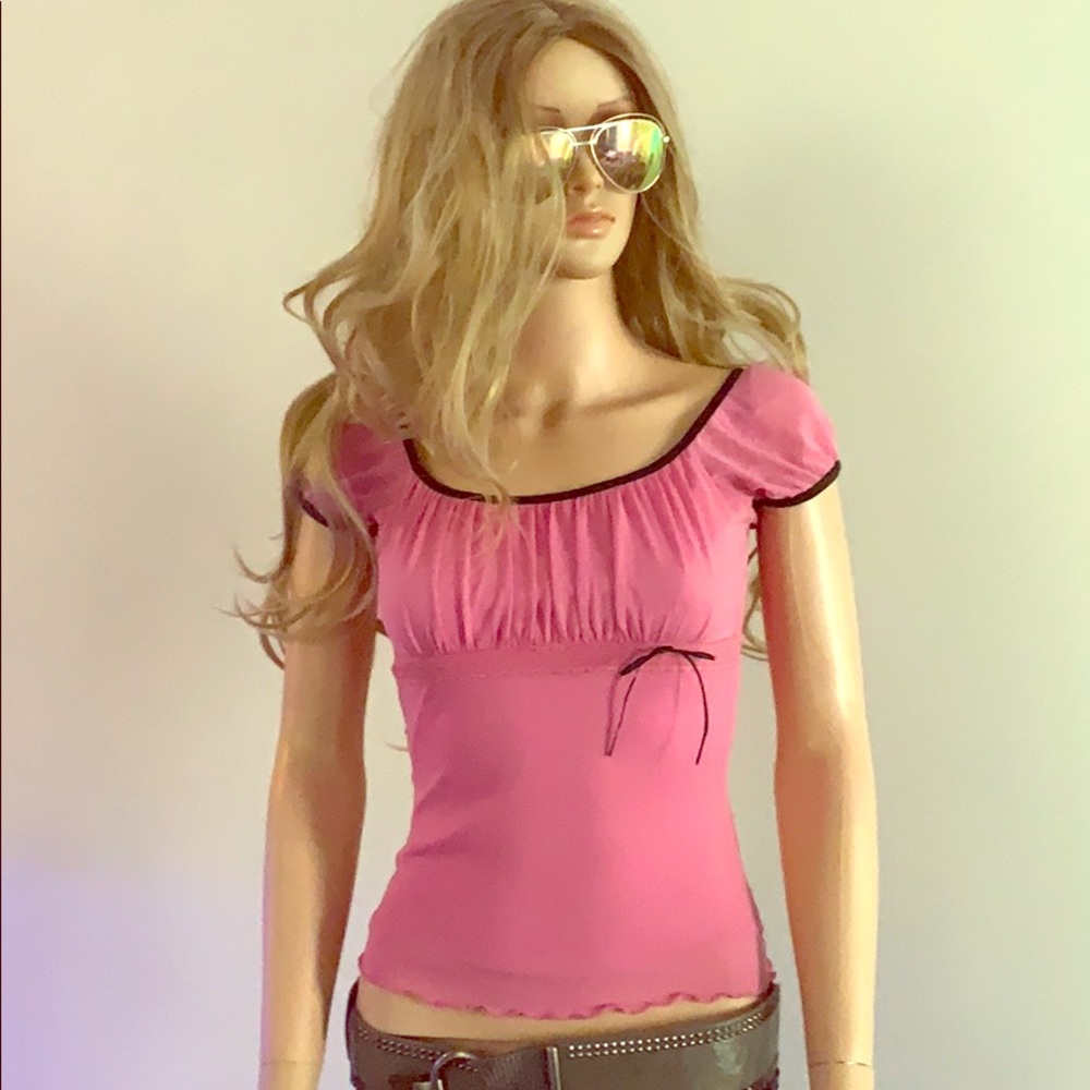 Trixxi Pink and Black Top, Short sleeve, cute!
